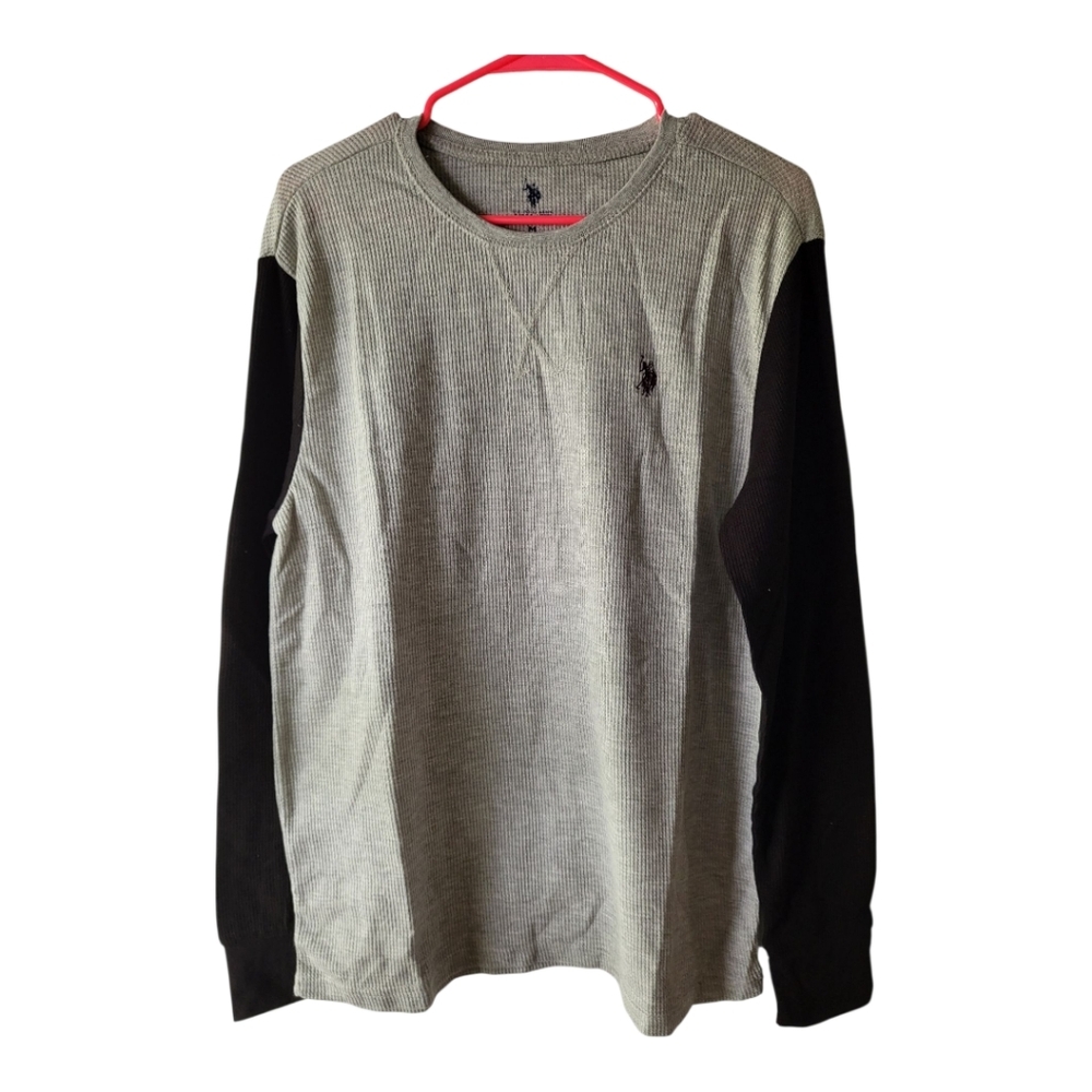U.S. Polo Assn. Gray and Black Long Sleeve Tee Size M New